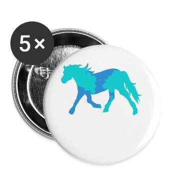 Cool Pferde Islandpferde Pferdeliebe Ross - Buttons groß 56 mm (5er Pack) - Weiß - Vorne