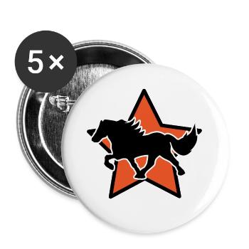 Hengst Galopp Islandpferde Cool Pferdenarr - Buttons groß 56 mm (5er Pack) - Weiß - Vorne