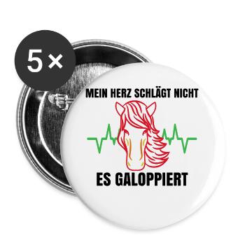 Cool Islandpferde Statement Pferdefan Gallop - Buttons groß 56 mm (5er Pack) - Weiß - Vorne