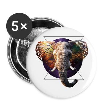 Weltraumelefant - Buttons groß 56 mm (5er Pack) - Weiß - Vorne
