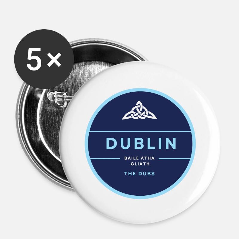 Dublin, Ireland - Buttons large 2.2''/56 mm (5-pack) - white
