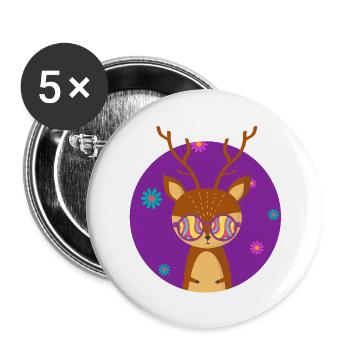 Hirsch-Hippie - Buttons groß 56 mm (5er Pack) - Weiß - Vorne