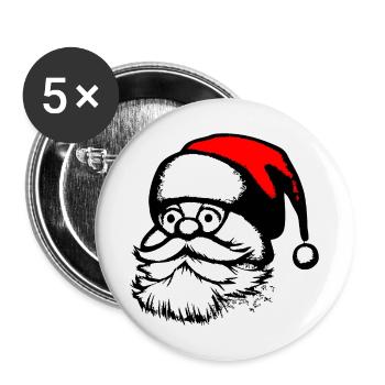Chapeau de Noël Père Noël Noël 16 - Lot de 5 grands badges (56 mm) - blanc - Devant