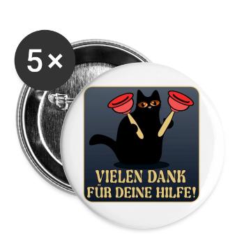 DANKE KATZEN SANITÄRANLAGEN KLEMPNER - Buttons groß 56 mm (5er Pack) - Weiß - Vorne