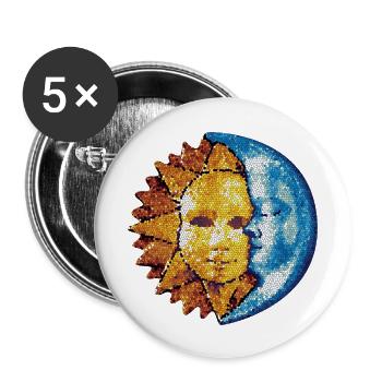 Sun Moon Mosaic Astrology mystical symbol - Buttons large 2.2''/56 mm (5-pack) - white - Front