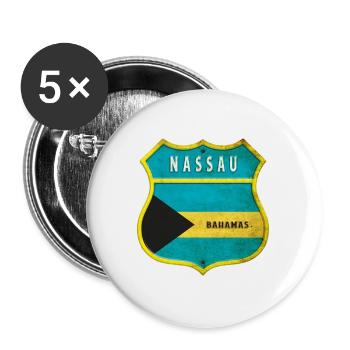 Nassau Bahamas flag crest design - Buttons large 2.2''/56 mm (5-pack) - white - Front
