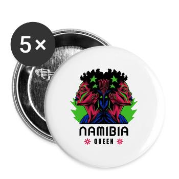 Namibia Königin - Buttons groß 56 mm (5er Pack) - Weiß - Vorne