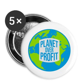 Planète sur le devis de profit - Lot de 5 grands badges (56 mm) - blanc - Devant