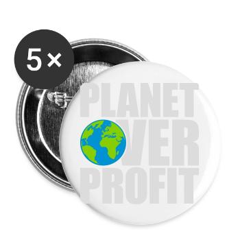 Planète sur le devis de profit - Lot de 5 grands badges (56 mm) - blanc - Devant