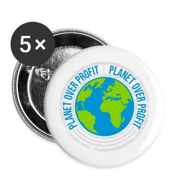 Planète sur le devis de profit - Lot de 5 grands badges (56 mm) - blanc - Devant