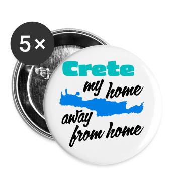 Kreta – meine zweite Heimat - Buttons groß 56 mm (5er Pack) - Weiß - Vorne