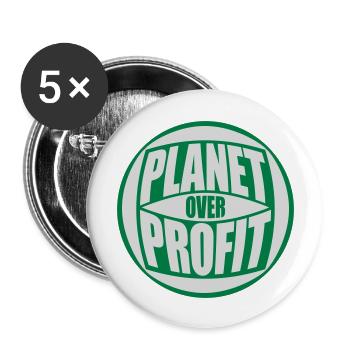 Planète sur le devis de profit - Lot de 5 grands badges (56 mm) - blanc - Devant