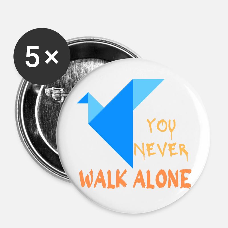 You never walk alone - Origami - Buttons large 2.2''/56 mm (5-pack) - white