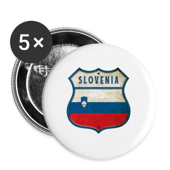 Slowenien Flaggen Wappen Design - Buttons groß 56 mm (5er Pack) - Weiß - Vorne