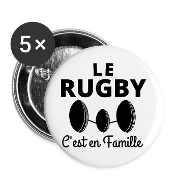 rugby, rugby sport, rugby humour - Lot de 5 grands badges (56 mm) - blanc - Devant