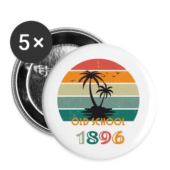 Old School Beach - Buttons groß 56 mm (5er Pack) - Weiß - Vorne