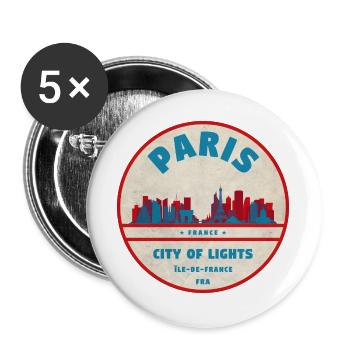 Pariser Stadtlichter Retro Abzeichen - Buttons groß 56 mm (5er Pack) - Weiß - Vorne