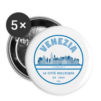 Venedig Skyline Wasserstadt - Buttons groß 56 mm (5er Pack) - Weiß - Vorne