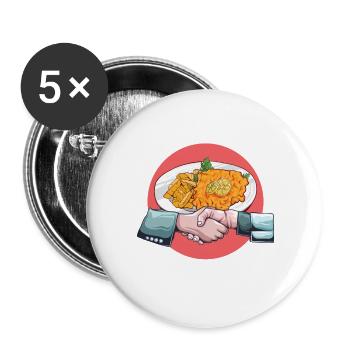 Tausche Arbeit gegen Schnitzel - Buttons groß 56 mm (5er Pack) - Weiß - Vorne