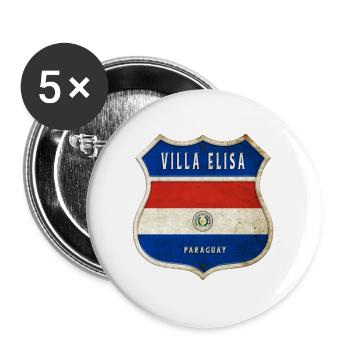 Villa Elisa Paraguay coat of arms flag design - Buttons large 2.2''/56 mm (5-pack) - white - Front
