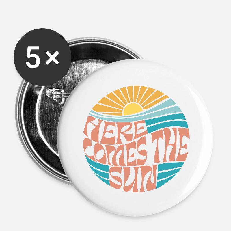 HERE COMES THE SUN - Buttons large 2.2''/56 mm (5-pack) - white