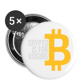 crypto is for virgins - Buttons large 2.2''/56 mm (5-pack) - white - Front