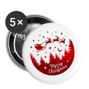 Joyeux Noël Noël Noël vacances hiver santa nordique - Lot de 5 grands badges (56 mm) - blanc - Devant