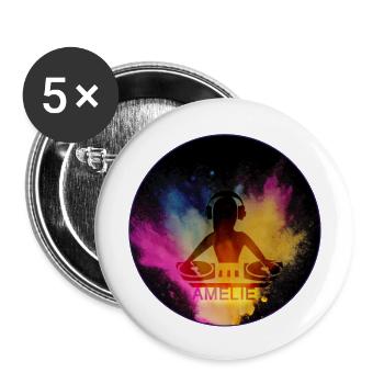 amelie picto color 2 - Lot de 5 grands badges (56 mm) - blanc - Devant