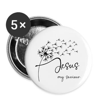 Jesus, my saviour has a chic dandelion graphic de - Buttons large 2.2''/56 mm (5-pack) - white - Front