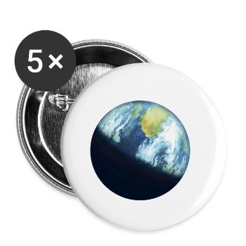 Planet Erde - Buttons groß 56 mm (5er Pack) - Weiß - Vorne