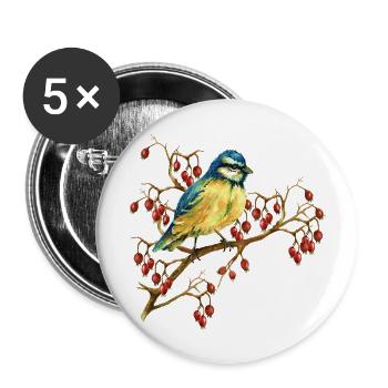 Colorful bird - Buttons large 2.2''/56 mm (5-pack) - white - Front