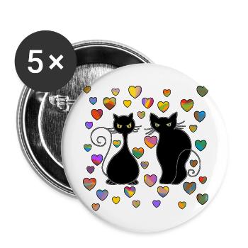 Chats - Lot de 5 grands badges (56 mm) - blanc - Devant