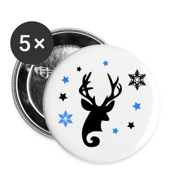 Étoiles de cerf - Lot de 5 grands badges (56 mm) - blanc - Devant