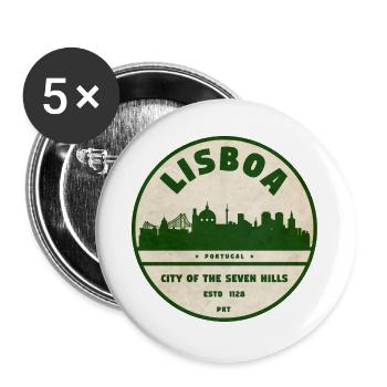 Lisboa Silhouette Stadtlogo - Buttons groß 56 mm (5er Pack) - Weiß - Vorne