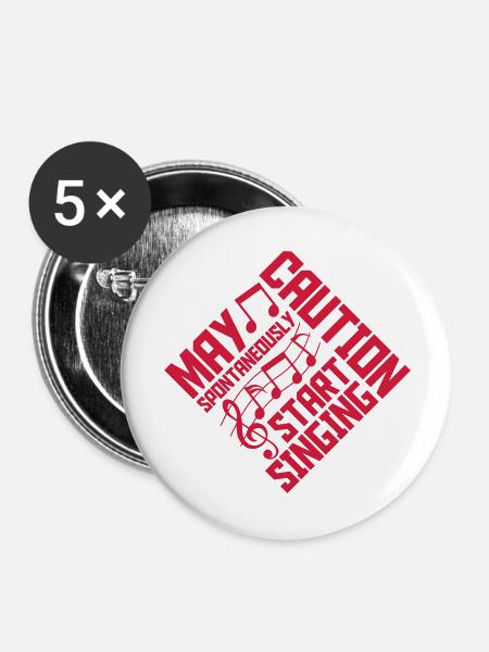 may spontaneously start singing - Buttons groß 56 mm (5er Pack) - Weiß