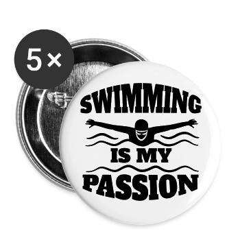 Schwimmerin Frau Schwimmer Schwimmverein Schwimmen - Buttons groß 56 mm (5er Pack) - Weiß - Vorne