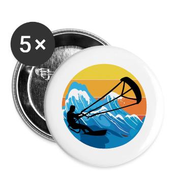 Kitesurfen Kiteboarding Kiteboarder Kitesurfen - Buttons groß 56 mm (5er Pack) - Weiß - Vorne