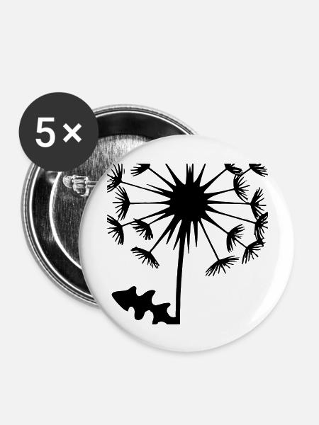 Pusteblume Löwenzahn Geschenkidee - Buttons groß 56 mm (5er Pack) - Weiß