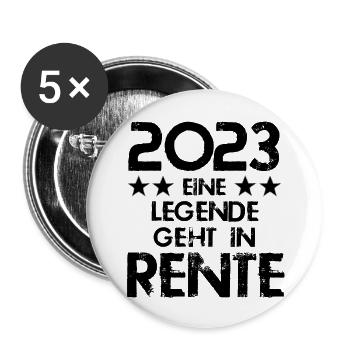 2023 eine Legende geht in Rente - Buttons groß 56 mm (5er Pack) - Weiß - Vorne