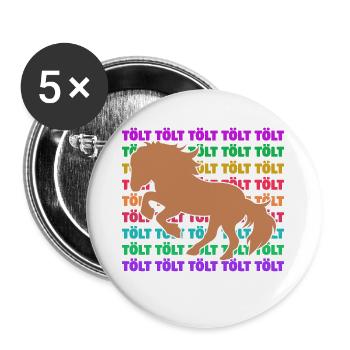 Islandpferde Tölt Spruch Pferde Pferdeliebe - Buttons groß 56 mm (5er Pack) - Weiß - Vorne