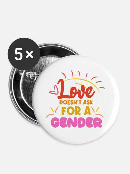 Dichiarazione Lgbt per coppie dello stesso sesso - Confezione da 5 spille grandi (56 mm) - bianco