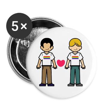 Gleichgeschlechtliche Partnerschaft Lgbt Herz - Buttons groß 56 mm (5er Pack) - Weiß - Vorne