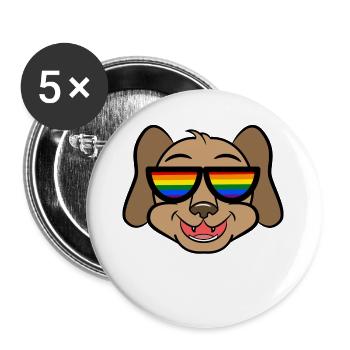 Cool Hund Lgbt Regenbogen Lesben Homosexuell - Buttons groß 56 mm (5er Pack) - Weiß - Vorne