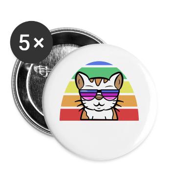 Lgbt Cool Cat Rainbow Gay Lesbian - Buttons large 2.2''/56 mm (5-pack) - white - Front