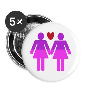 Lgbt Herz Gleichgeschlechtliche Partnerschaft - Buttons groß 56 mm (5er Pack) - Weiß - Vorne