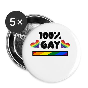 Gay Pride Heart Rainbow Lgbt Statement Homo - Buttons large 2.2''/56 mm (5-pack) - white - Front