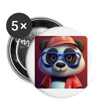 Panda style vintage, cute kawaii idéea cadeau - Lot de 5 grands badges (56 mm) - blanc - Devant