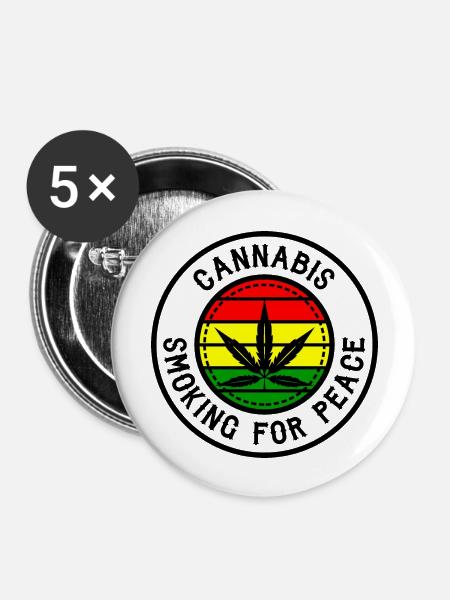 Cannabis - Buttons groß 56 mm (5er Pack) - Weiß