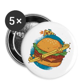 Burger planets pizza Burger planets pizza inspirat - Buttons groß 56 mm (5er Pack) - Weiß - Vorne