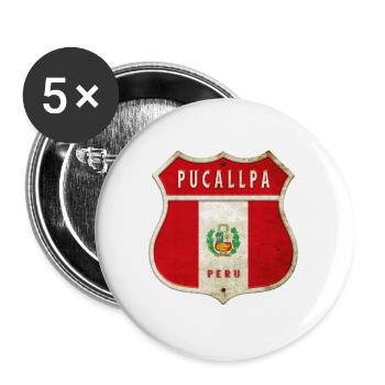 Pucallpa Peru coat of arms flag design - Buttons large 2.2''/56 mm (5-pack) - white - Front